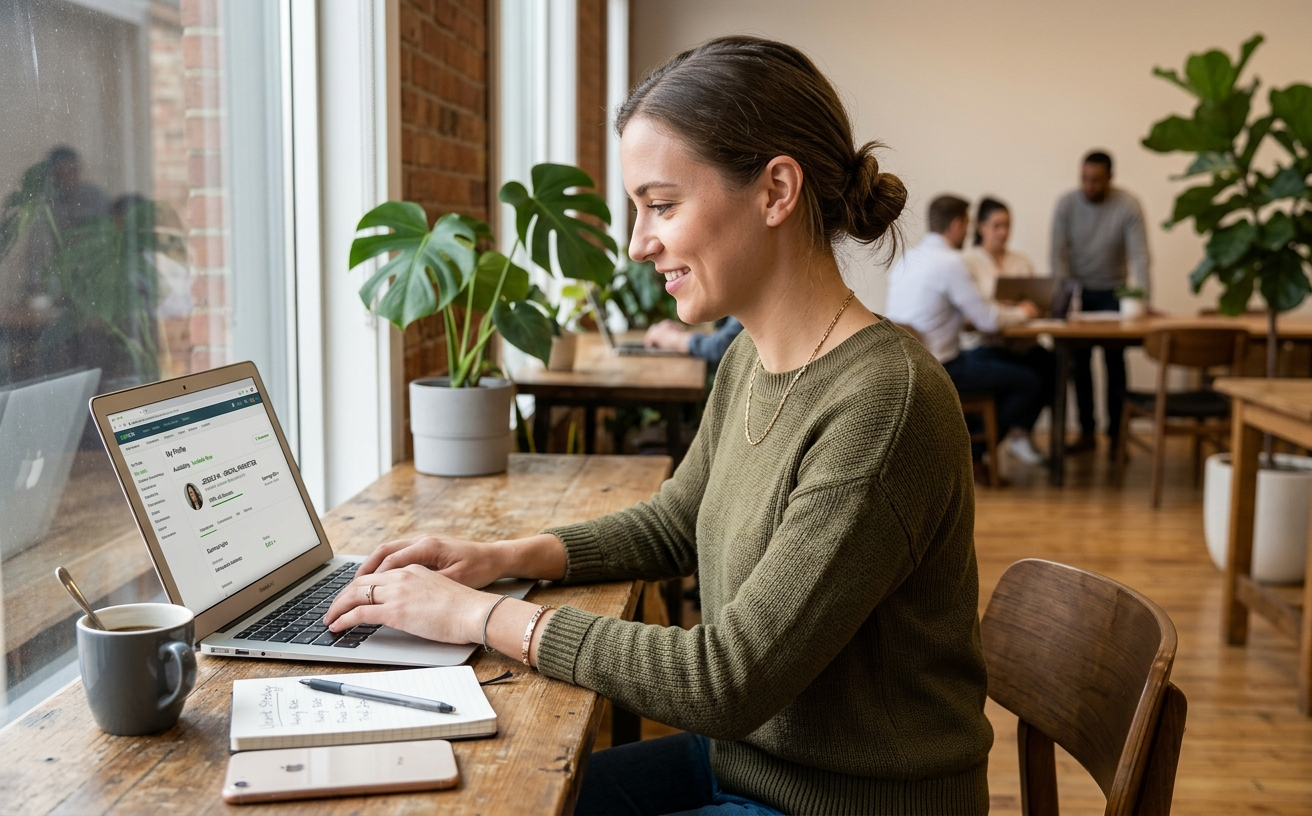 Freelancer building a professional portfolio